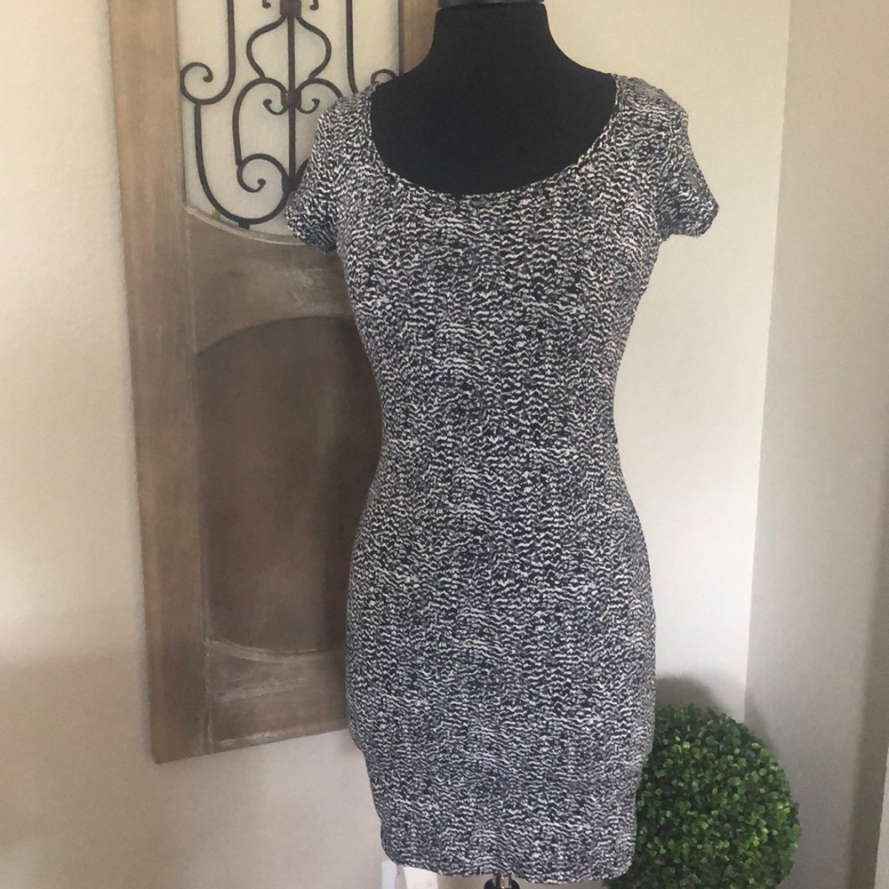 H&M Basic black and white fitted dress.